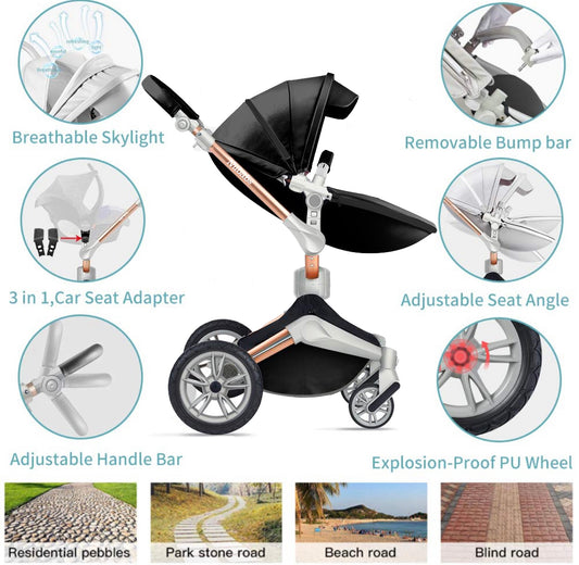 Nubabs Blacks 360 Degree Stroller and Pram